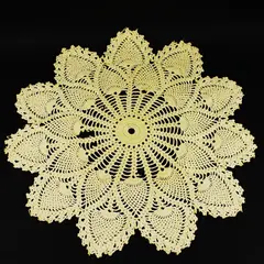 Handmade Crochet Pineapple Doily 22in Round Cream