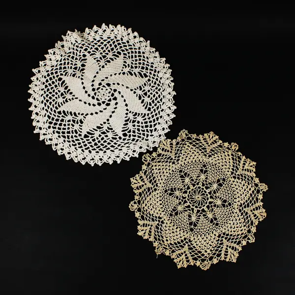 Lot of 7 Handmade Crochet Lace Doilies Cream & Ecru Assorted Openwork