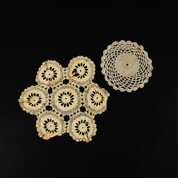 Lot of 7 Handmade Crochet Lace Doilies Cream & Ecru Assorted Openwork