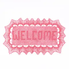 Dark Pink Handmade Crochet Filet Welcome Doily Lace Scalloped Edge