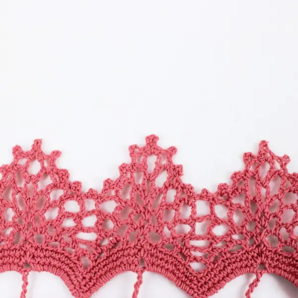 Dark Pink Handmade Crochet Filet Welcome Doily Lace Scalloped Edge