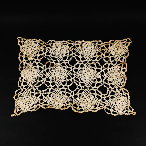 Handmade Crochet Table Runner Doily Cream 36x20"