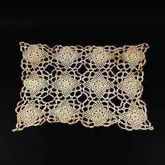 Handmade Crochet Table Runner Doily Cream 36x20"