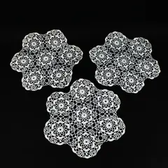 Lot of 3 Handmade Crochet Lace Doilies Off-White Floral 12.5 x 12.5 in