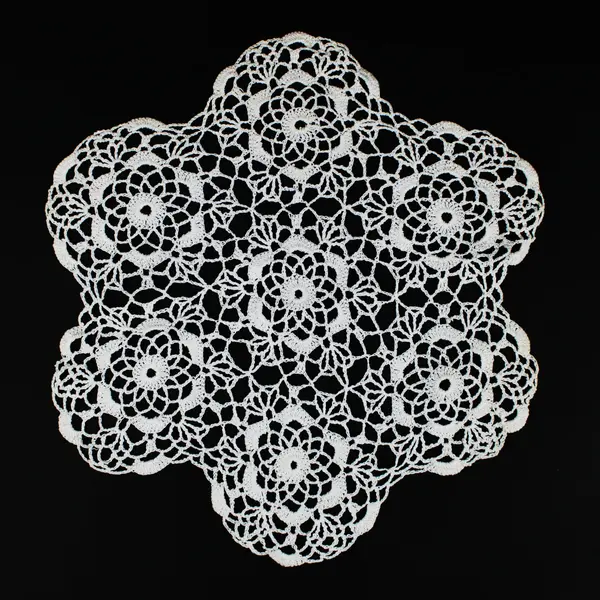 Lot of 3 Handmade Crochet Lace Doilies Off-White Floral 12.5 x 12.5 in