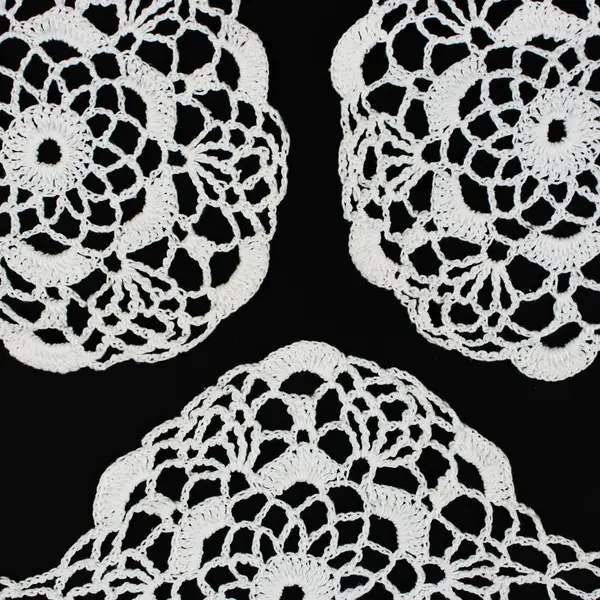 Lot of 3 Handmade Crochet Lace Doilies Off-White Floral 12.5 x 12.5 in
