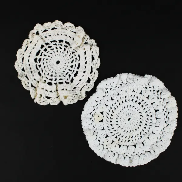 Lot of 5 White Round Lace Crochet Embroidered Doilies 5-7 Inch Mixed Styles
