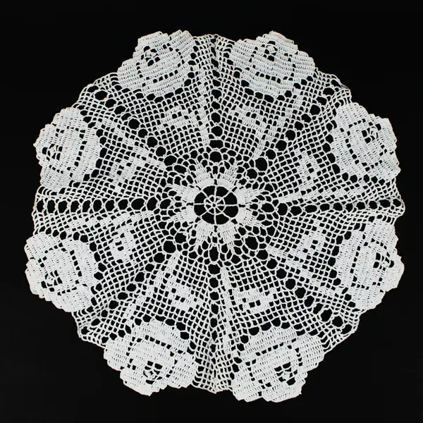 Handmade White 15 in Round Crochet Doily Lace Table Centerpiece