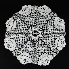 Handmade White 15 in Round Crochet Doily Lace Table Centerpiece