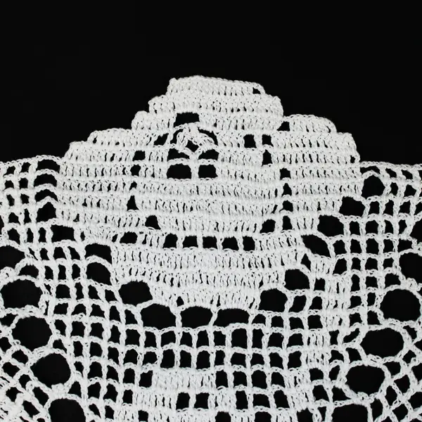 Handmade White 15 in Round Crochet Doily Lace Table Centerpiece