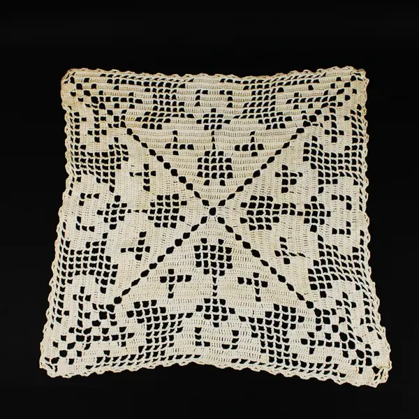 Handmade Crochet White Lace Square Table Doily 16.5 x 16.5 Inches