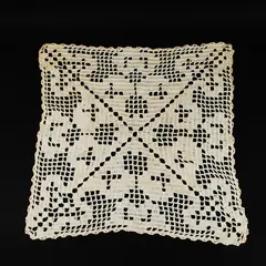 Handmade Crochet White Lace Square Table Doily 16.5 x 16.5 Inches