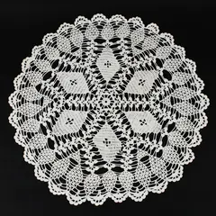 Crochet Lace Round Table Doily Cream Handmade Centerpiece