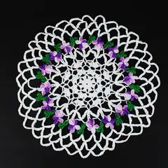Handmade Crochet Pansy Floral Doily Round Lace Table Centerpiece