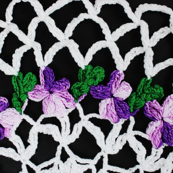 Handmade Crochet Pansy Floral Doily Round Lace Table Centerpiece