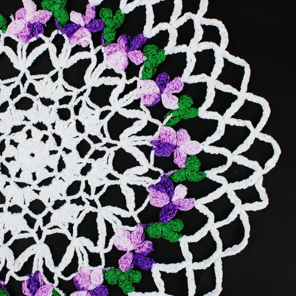 Handmade Crochet Pansy Floral Doily Round Lace Table Centerpiece