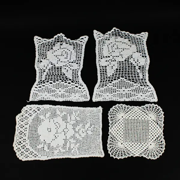 Lot of 4 White Crocheted Lace Doilies