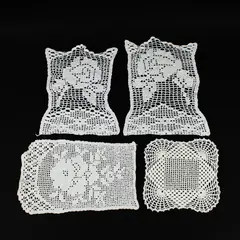 Lot of 4 White Crocheted Lace Doilies