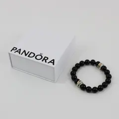 Pandora Black Beaded Bracelet Silver-Tone Rose-Gold-Tone Rhinestone Accents