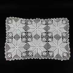 Crocheted Lace Table Runner Cream Floral Openwork