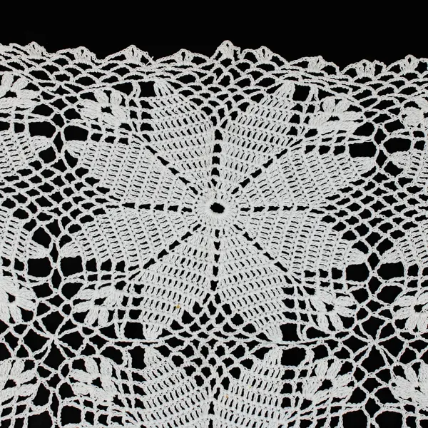 Crocheted Lace Table Runner Cream Floral Openwork