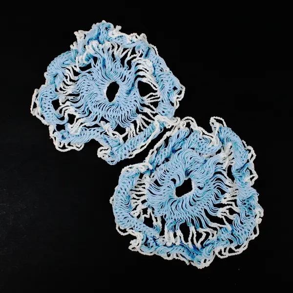 Lot of 3 Handmade Crochet Doilies White Pink Floral Blue White