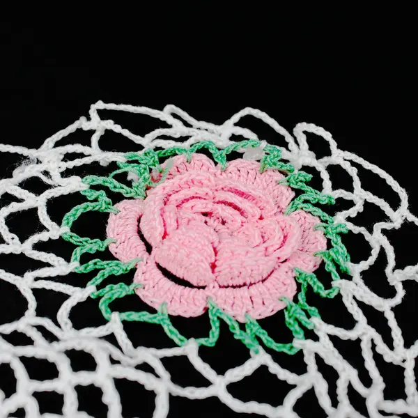 Lot of 3 Handmade Crochet Doilies White Pink Floral Blue White