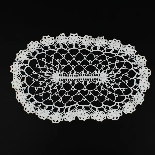 Handmade Crochet Lace Doily Set of 3 White Round Oval Floral Edge