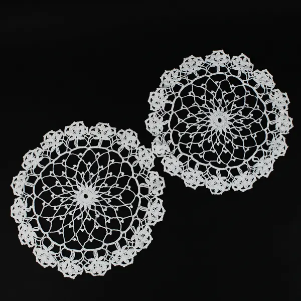 Handmade Crochet Lace Doily Set of 3 White Round Oval Floral Edge