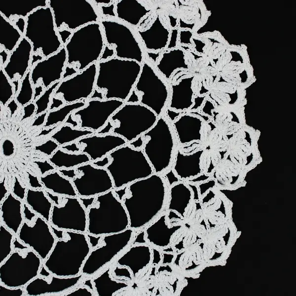 Handmade Crochet Lace Doily Set of 3 White Round Oval Floral Edge