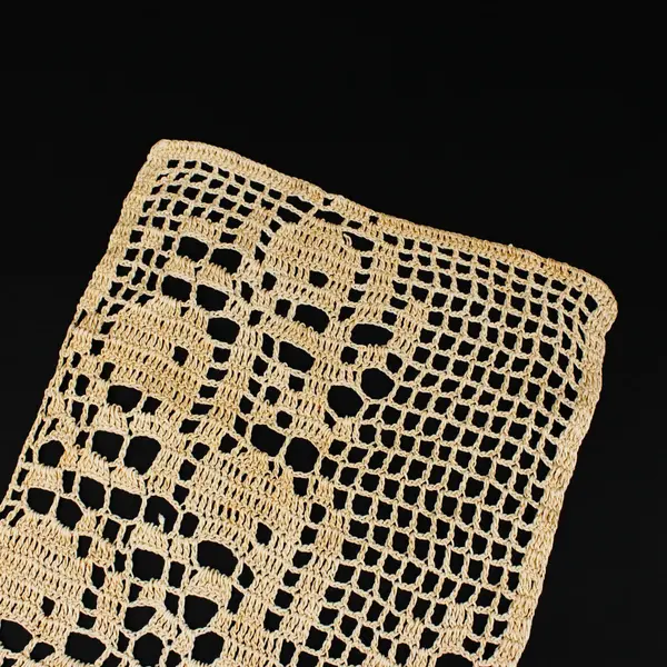 Filet Crochet Table Runner Doily Ecru Floral