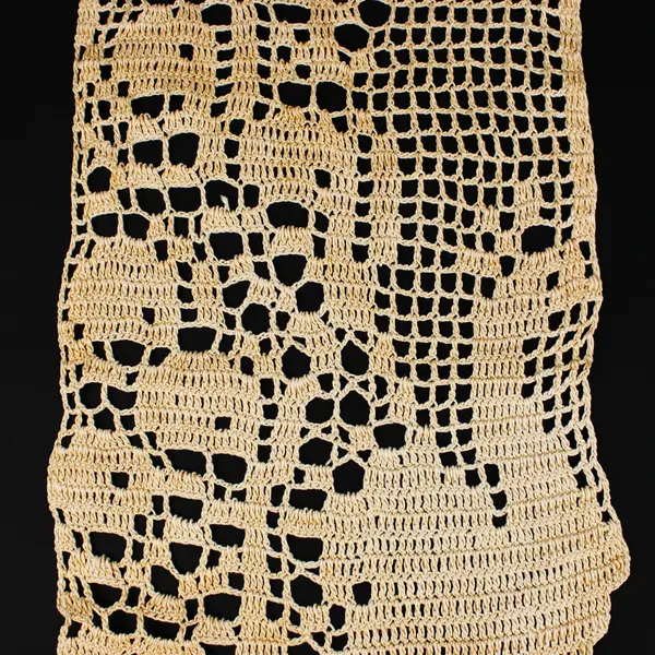 Filet Crochet Table Runner Doily Ecru Floral