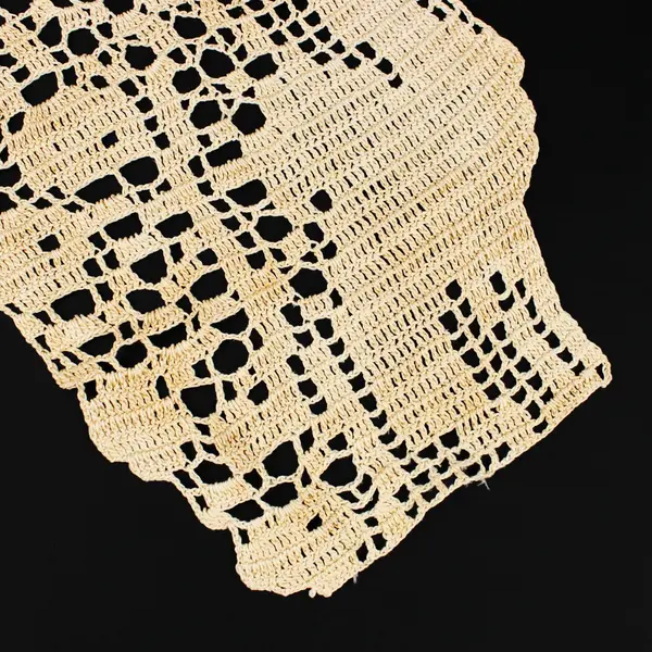 Filet Crochet Table Runner Doily Ecru Floral