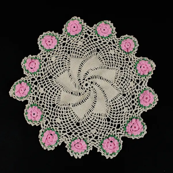 Lot of 4 Hand Crocheted Floral Lace Doilies Round