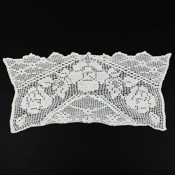 Lot of 2 Hand Crocheted Lace Doily Table Runners Cream Floral
