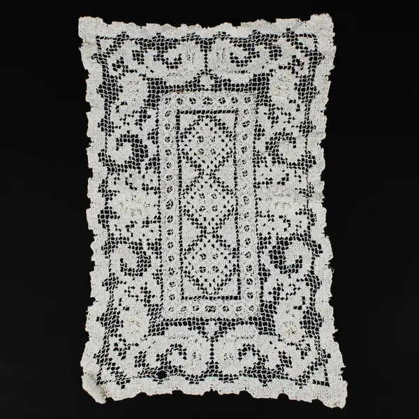 Lot of 2 Hand Crocheted Lace Doily Table Runners Cream Floral