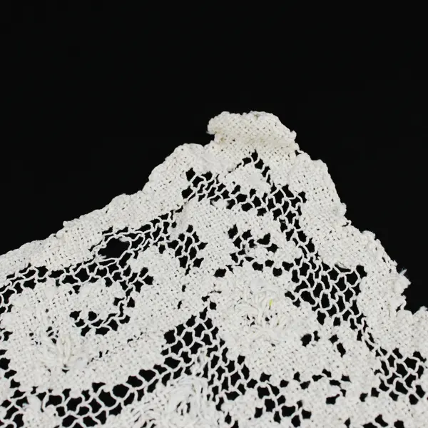 Lot of 2 Hand Crocheted Lace Doily Table Runners Cream Floral