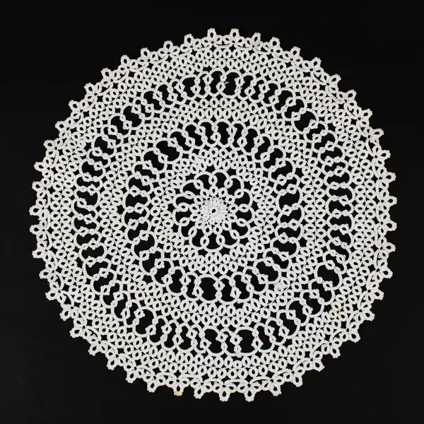 Lot of 2 Tatted Mandala Star Doilies Ivory Lace Centerpieces