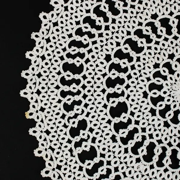 Lot of 2 Tatted Mandala Star Doilies Ivory Lace Centerpieces