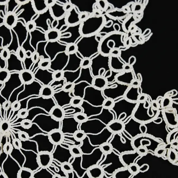 Lot of 2 Tatted Mandala Star Doilies Ivory Lace Centerpieces