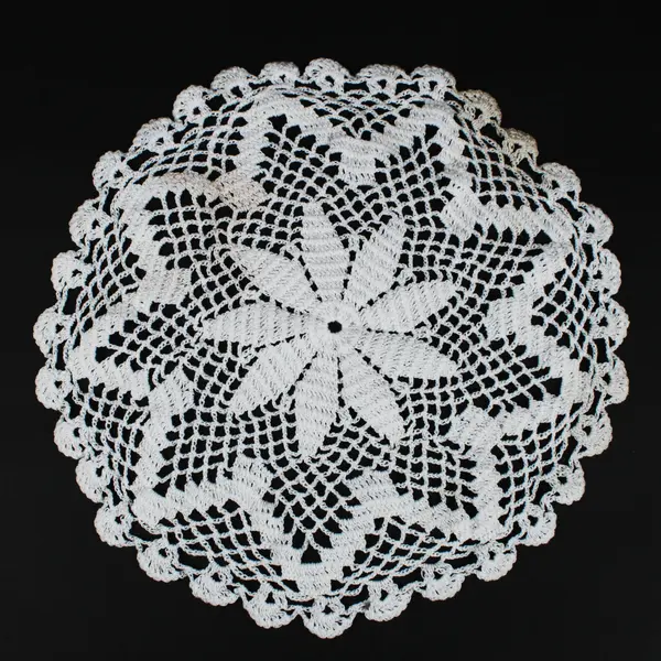 Set of 3 Hand-Crocheted Round Doilies White Orange Cream Floral Decor
