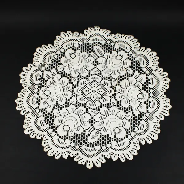 Handmade Crochet Lace Round Doily 20x20 Floral Table Decor