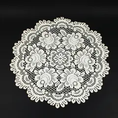 Handmade Crochet Lace Round Doily 20x20 Floral Table Decor