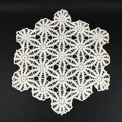 Cream Ivory Crochet Lace Doily 20 Inch Round Table Decor