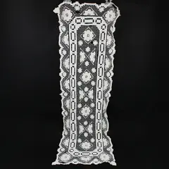 Vintage Crochet Lace Rectangular Doily Table Runner 38 x 12