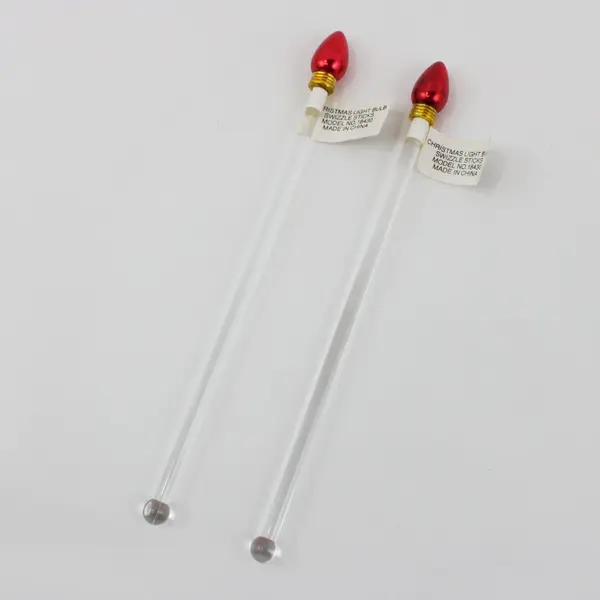 Set of 4 Cocktail Stirrers Swizzle Sticks Red & Gold #18430 