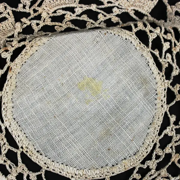 Lot of 4 White Mixed Crochet & Cloth Eyelet Lace Doilies Scalloped Edge