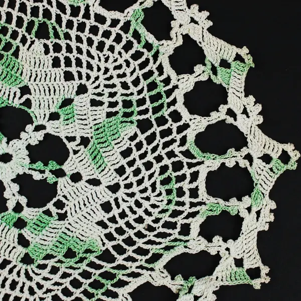 Lot of 3 Hand-Crocheted Round Lace Doilies 2 White 1 Green & White