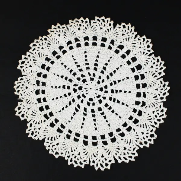 Lot of 3 Hand-Crocheted Round Lace Doilies 2 White 1 Green & White