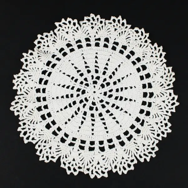 Lot of 3 Hand-Crocheted Round Lace Doilies 2 White 1 Green & White